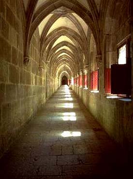 The austere interior of La Grande Chartreuse